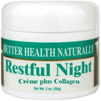 A Jar of Restful Night Cream Enriched With Collagen, Designed to Rejuvenate and Hydrate the Skin Overnight.